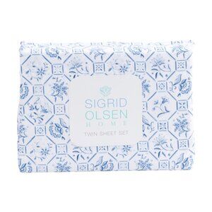 4-pc SIGRID OLSEN Portugal Blue Tile Floral KING Size Sheet Set